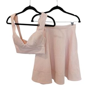 Lulu's Airy Annex Blush Pink Two-Piece Dress Textured Top and Skirt Set Small
